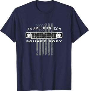 Square Body Grille with American Flag Design T-Shirt - T-Shirt | Navy