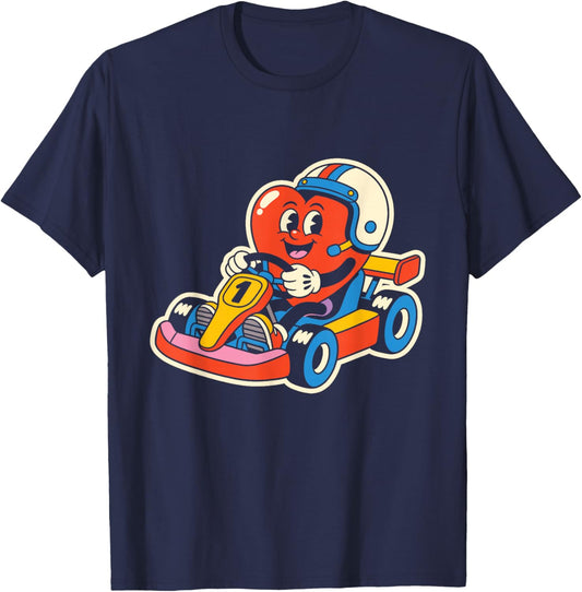 Heart Go Kart Valentines Day Boys Kids T-Shirt - T-Shirt | Navy