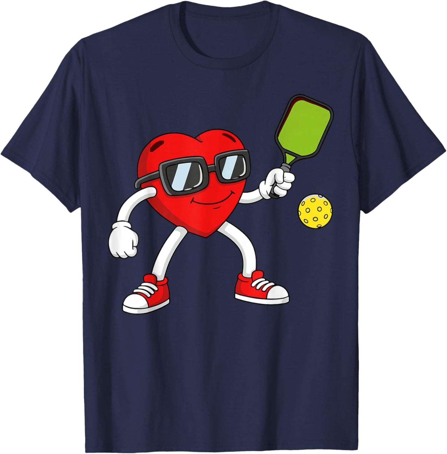 Pickleball Heart Valentine Day Cute Love T-Shirt - T-Shirt | Navy