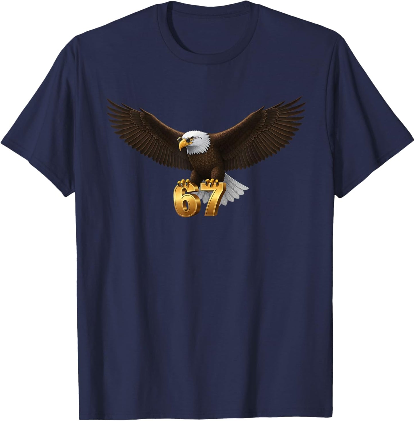 67 Fall Six Seven Meme Cool Eagle Gen Alpha Slang T-Shirt - T-Shirt | Navy