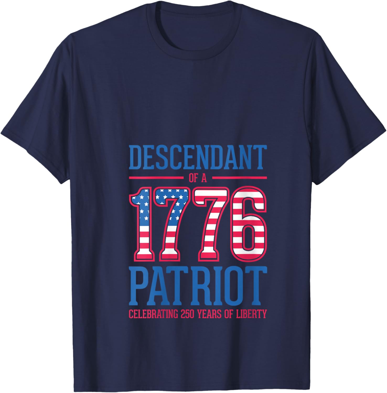 Women's Descendant of A Patriot, American Flag, 4th of July V-Neck T-Shirt - T-Shirt | Navy