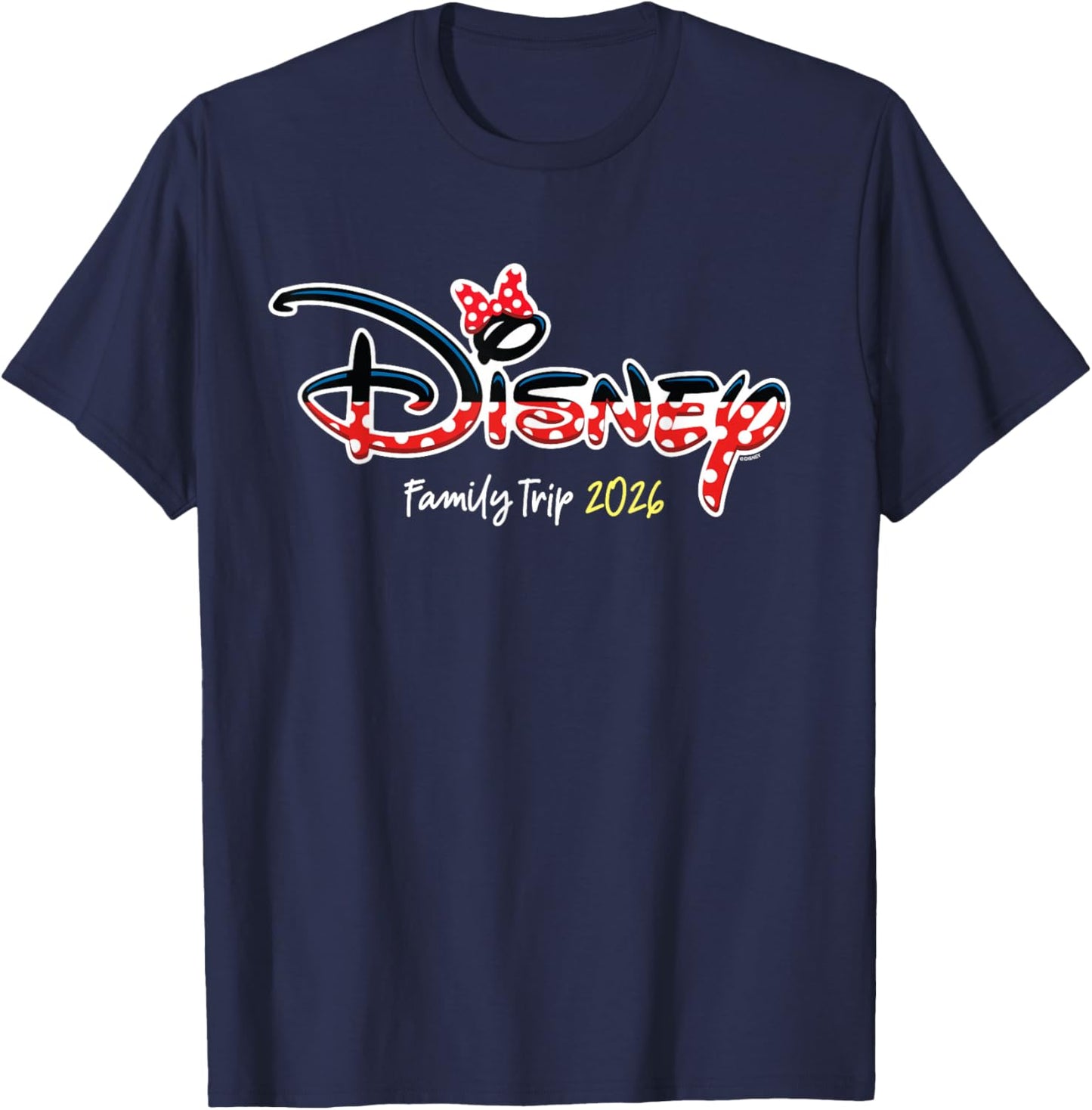 Disney Minnie Mouse Script Logo Family Trip 2026 Vacation T-Shirt - T-Shirt | Navy