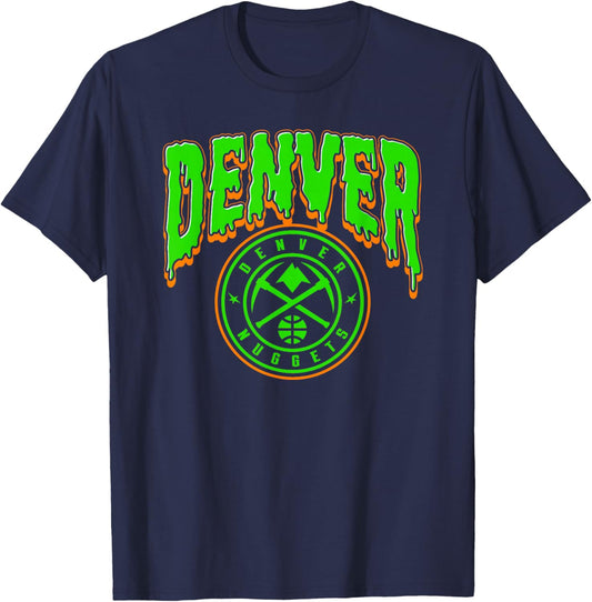NBA Denver Nuggets Halloween Scary Logo T-Shirt - T-Shirt | Navy