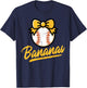 Banana Coquette Bow Cute Girls Kids Women T-Shirt - T-Shirt | Navy