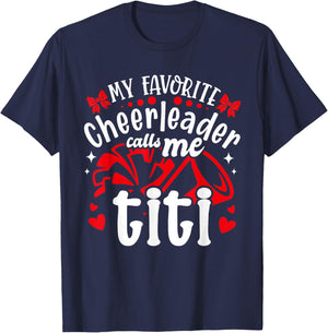 My Favorite Cheerleader Calls Me Titi Valentine's Day T-Shirt - T-Shirt | Navy