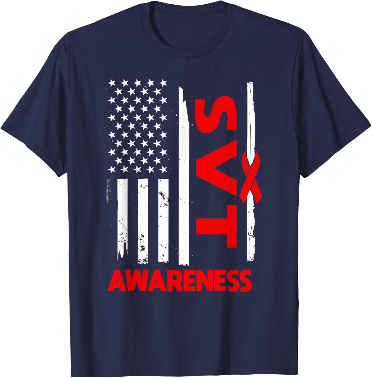 American Flag SVT Awareness USA T-Shirt - T-Shirt | Navy