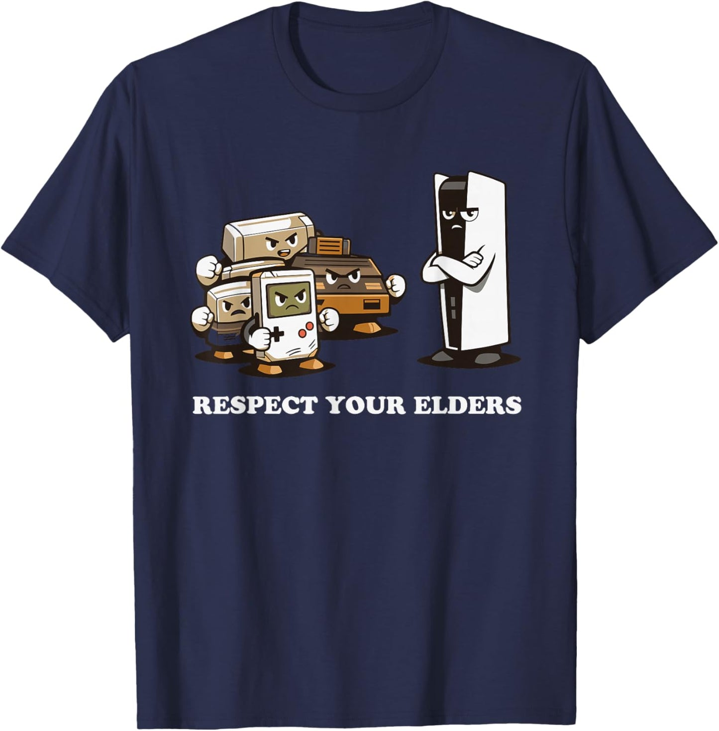 Respect Your Elders T Retro 90s Gaming T-Shirt - T-Shirt | Navy