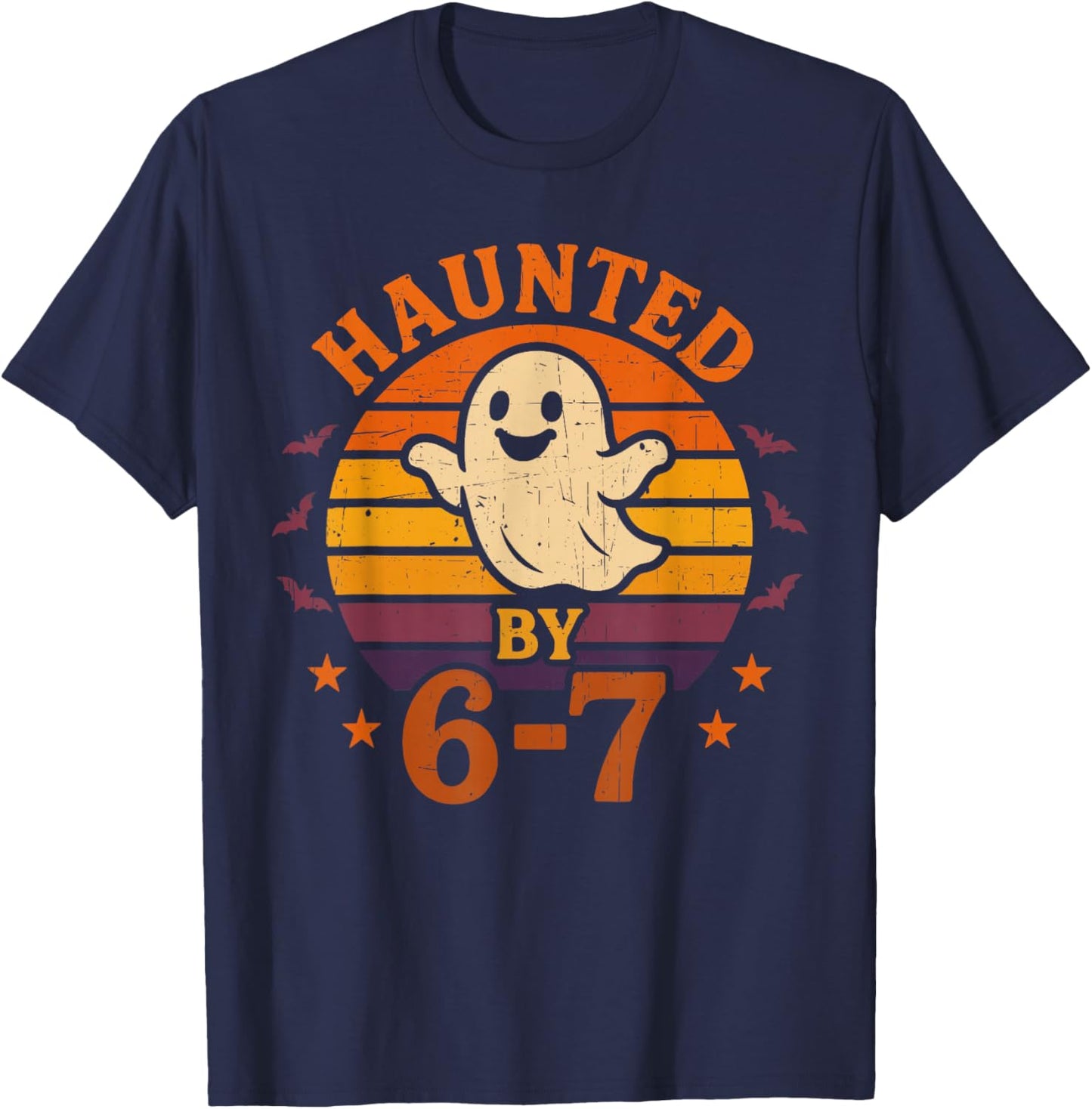 Haunted by 6-7 Halloween Costumes Ghost Bats Men Women T-Shirt - T-Shirt | Navy