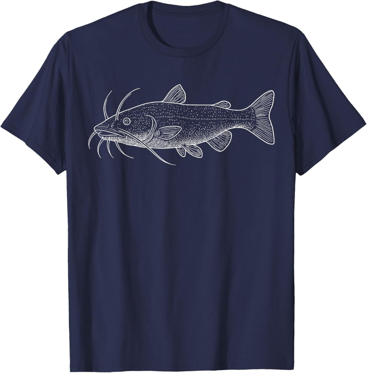 Catfish Illustration Fishing Fisher T-Shirt - T-Shirt | Navy