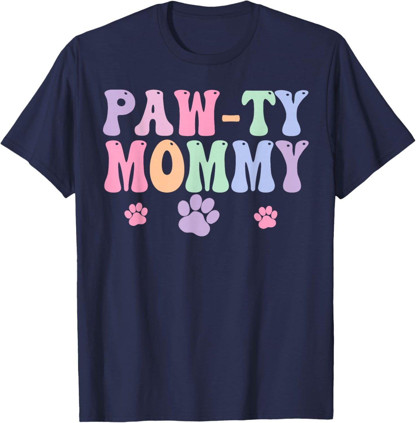 Let's Pawty Girl Mommy Puppy Dog Party Birthday Girl Family T-Shirt - T-Shirt | Navy