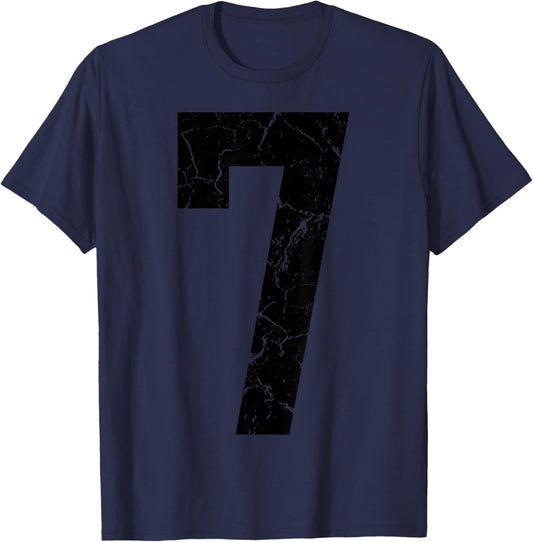 Big Black Number 7 Jersey Player Uniform #7 Fan T-Shirt - T-Shirt | Navy