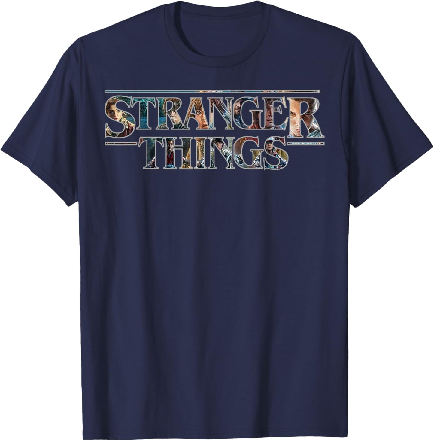 Stranger Things Character Classic Logo T-Shirt - T-Shirt | Navy