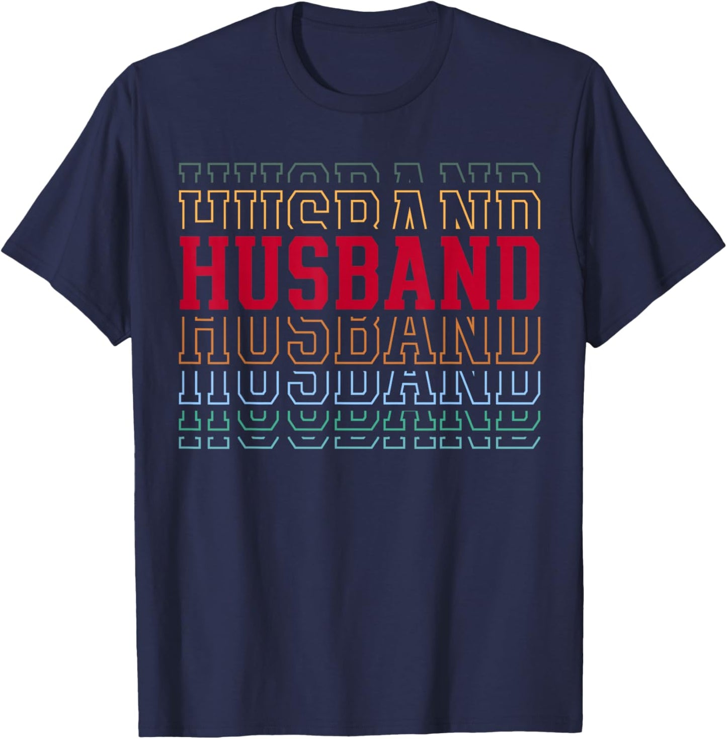 Husband Funny Athletic Lettering Father's Day Hubby T-Shirt - T-Shirt | Navy