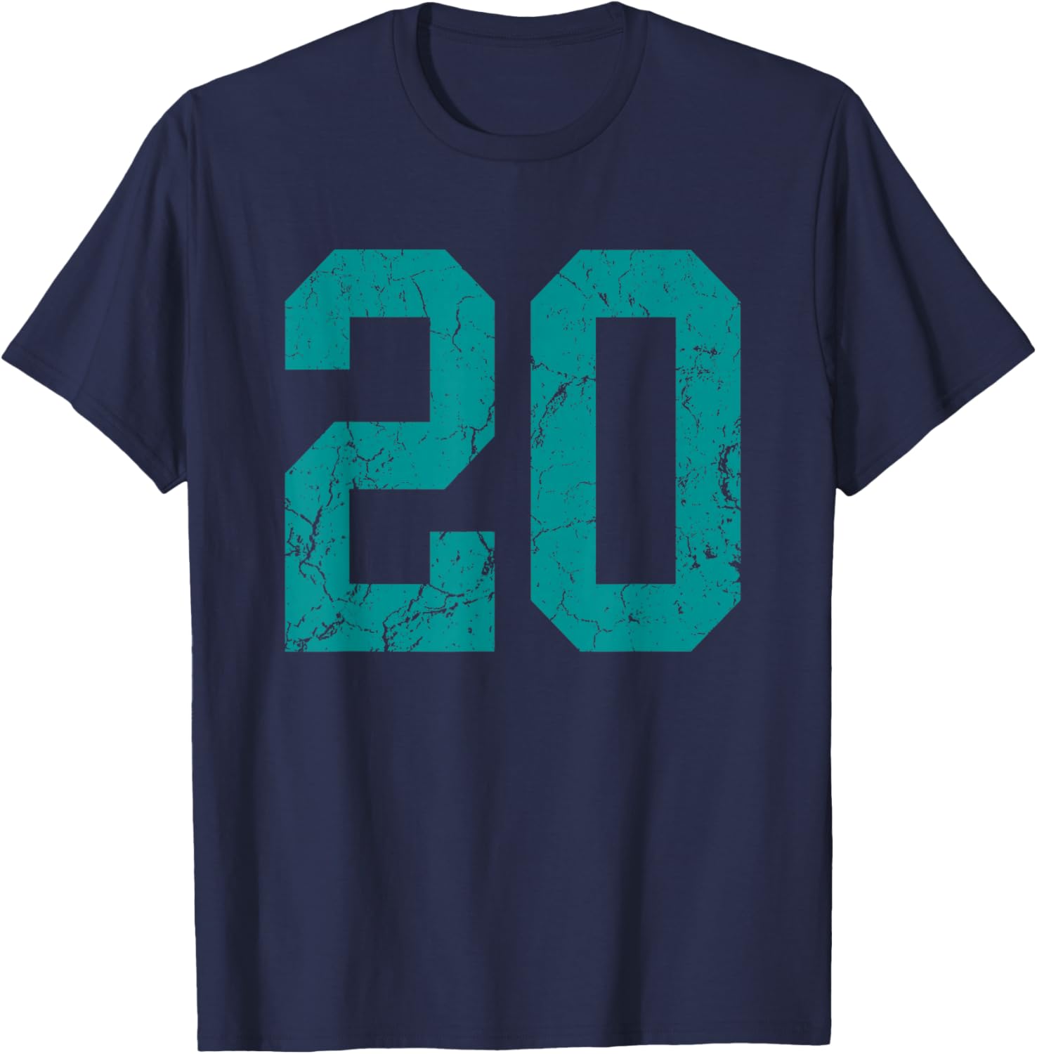 Distressed Teal Number 20 Jersey Player Uniform #20 Fan T-Shirt - T-Shirt | Navy