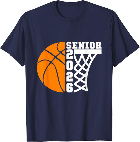 Graduate Senior Class of 2026 Basketball Player Graduation T-Shirt - T-Shirt | Navy