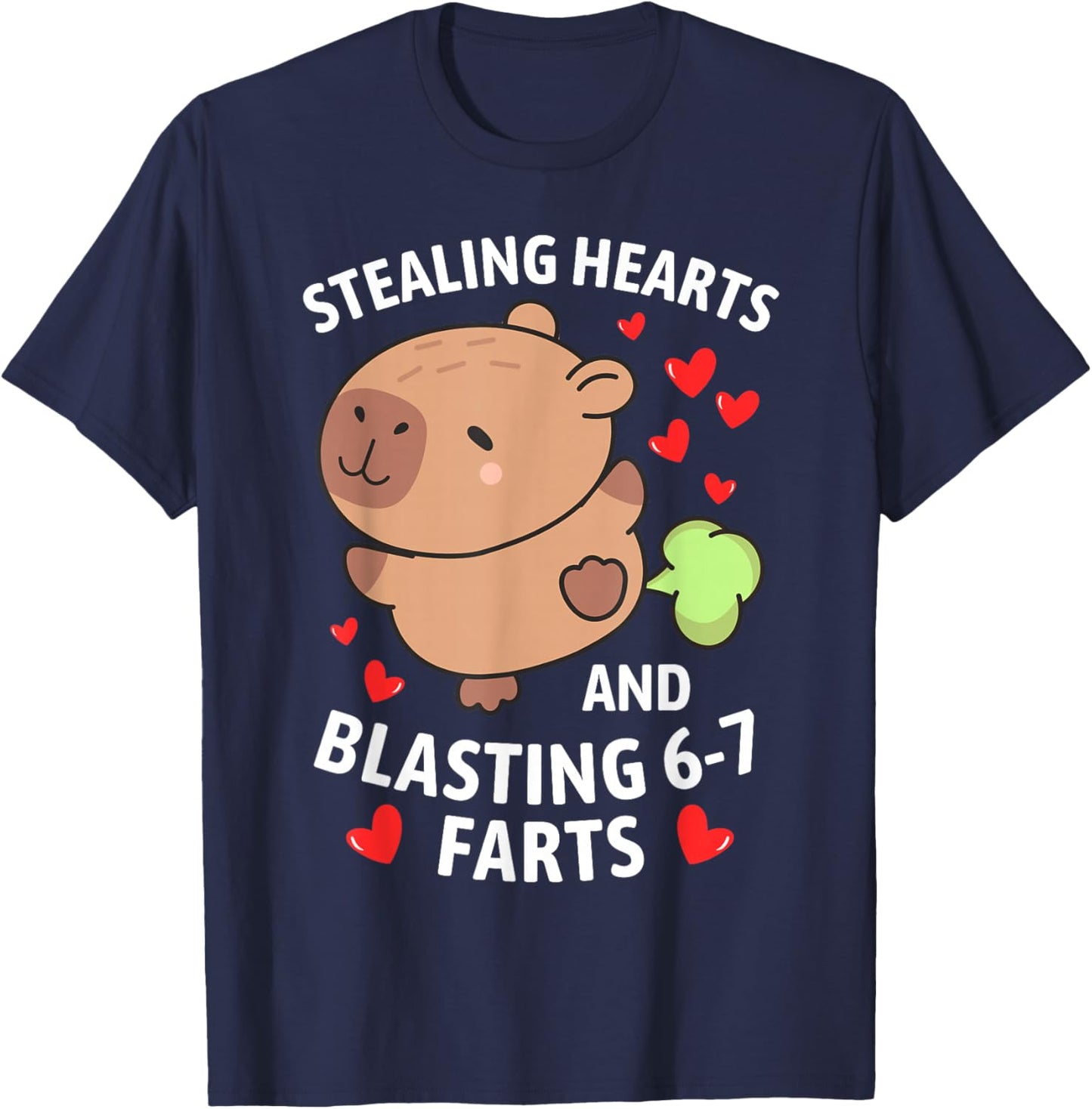 67 Meme Stealing Hearts Valentine's Day Capybara Kids Boys T-Shirt - T-Shirt | Navy