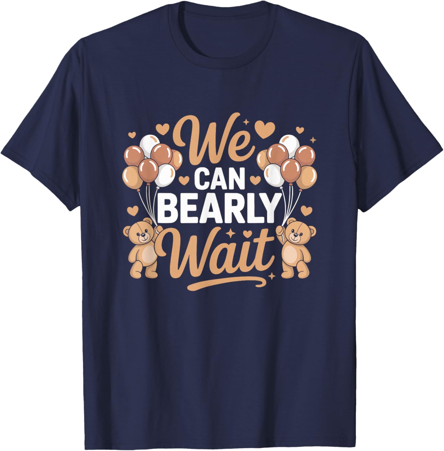 We Can Bearly Wait Gender Reveal Baby Shower Family Matching T-Shirt - T-Shirt | Navy