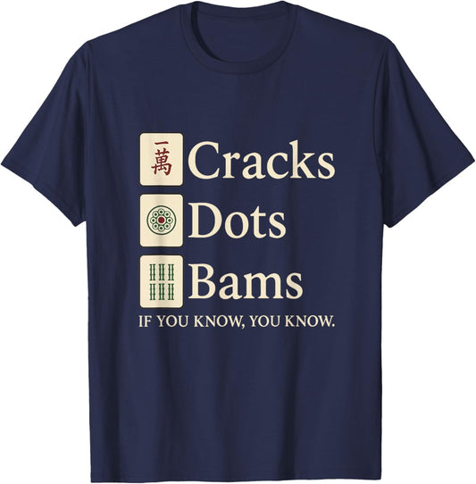 Cracks Dots Bams If You Know, Mahjong Moms Queen of Tiles T-Shirt - T-Shirt | Navy
