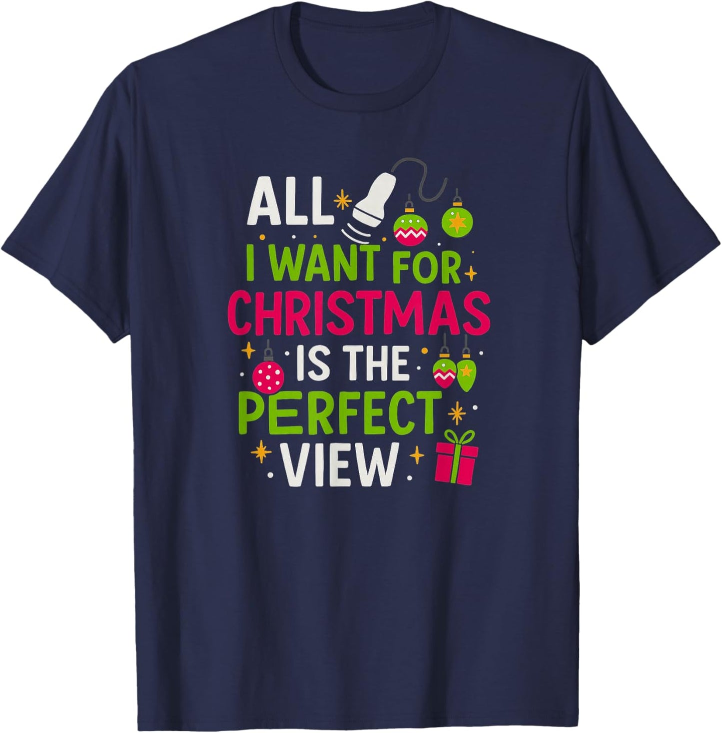 Funny Sonographer Christmas - Holiday Ultrasound Tech T-Shirt - T-Shirt | Navy