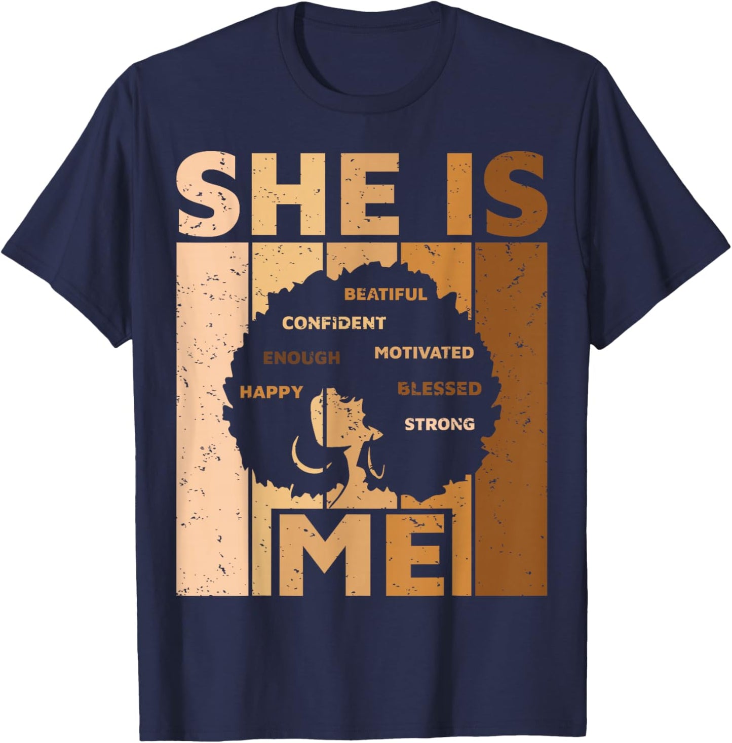 Melanin Black Queen She is Me African American Women Girl T-Shirt - T-Shirt | Navy