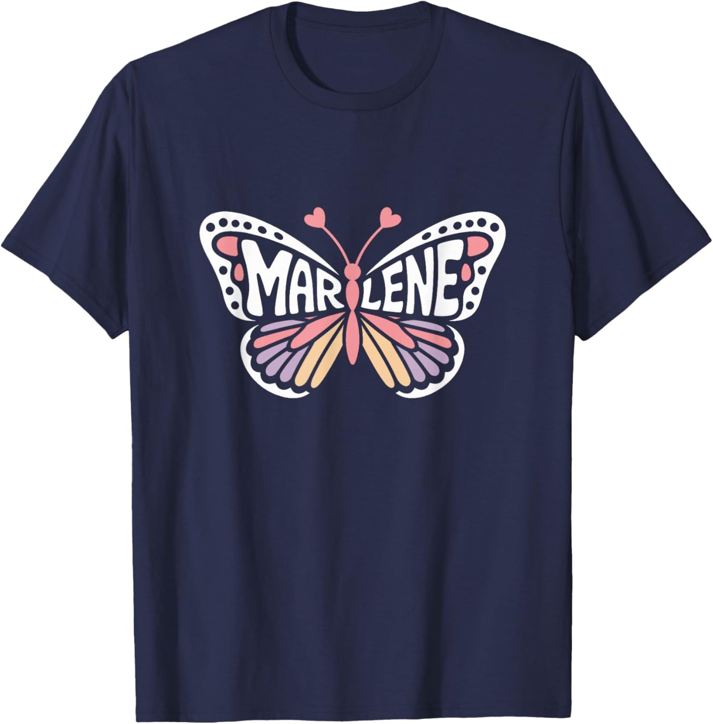 Marlene Butterfly - Personalized Cute Name Word Art T-Shirt - T-Shirt | Navy