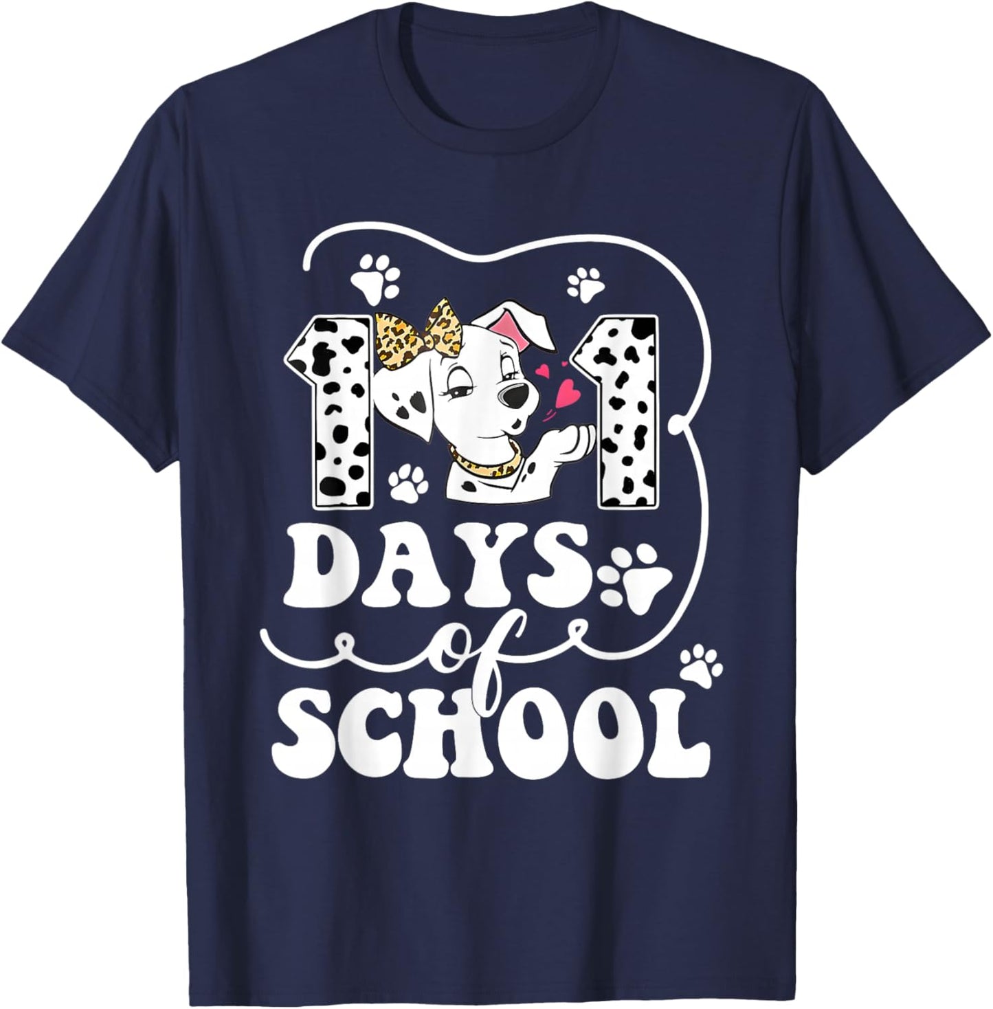 Happy 101 Days School Cute Dog 100 Days Smarter Student Kids T-Shirt - T-Shirt | Navy