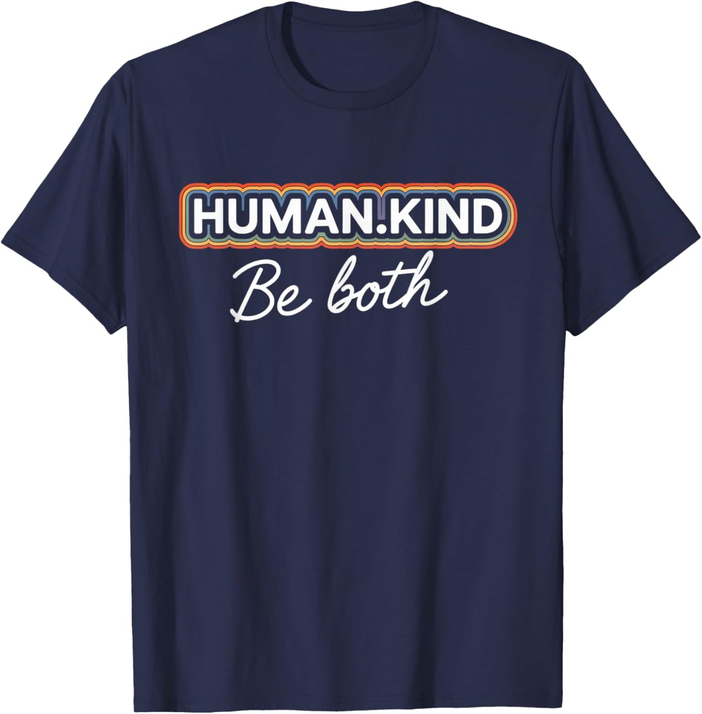 Gay Pride Month Human Kind Ally Rainbow LGBTQ T-Shirt - T-Shirt | Navy