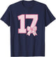 17th Birthday Shirt Girls Coquette Bow 17 Year Old Birthday T-Shirt - T-Shirt | Navy