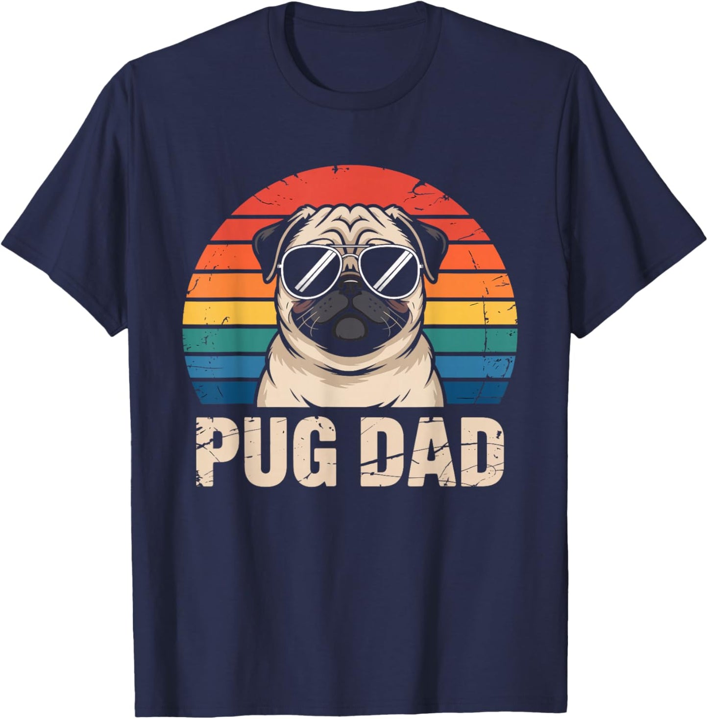 Pug Dad Funny Dog Lover Pug T-Shirt - T-Shirt | Navy