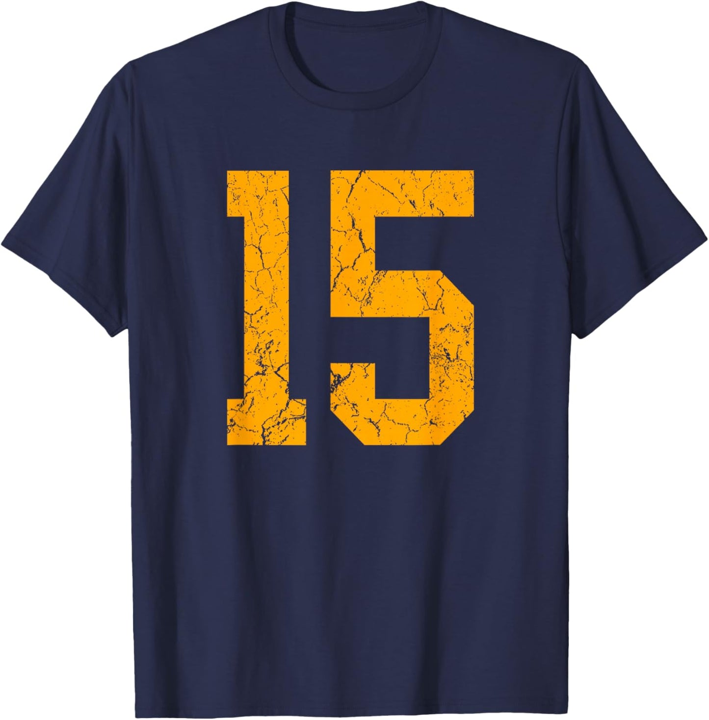 Distressed Orange Number 15 Jersey Player Uniform #15 T-Shirt - T-Shirt | Navy