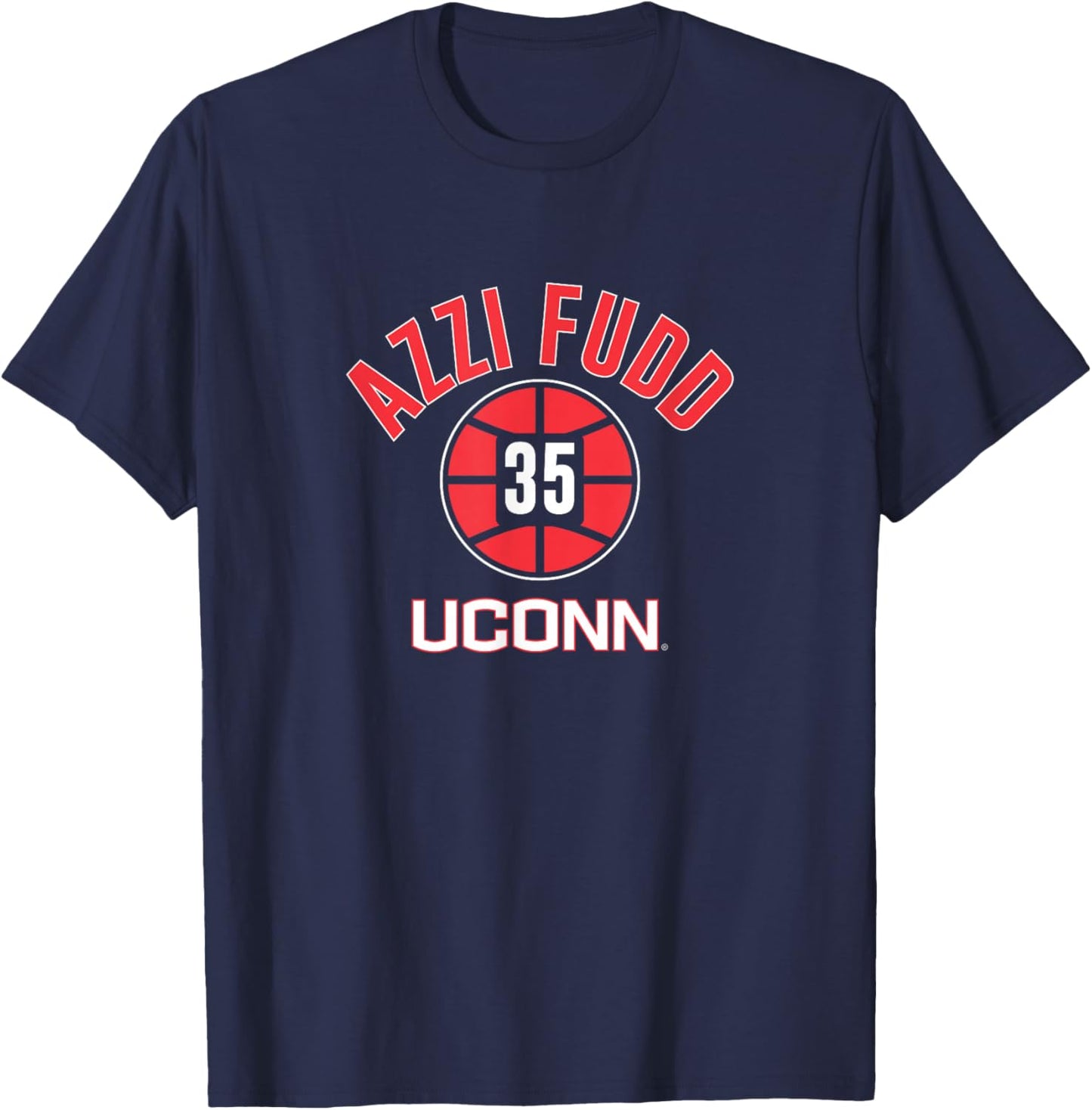 UConn Basketball: Azzi Fudd Name Number Ball T-Shirt - T-Shirt | Navy
