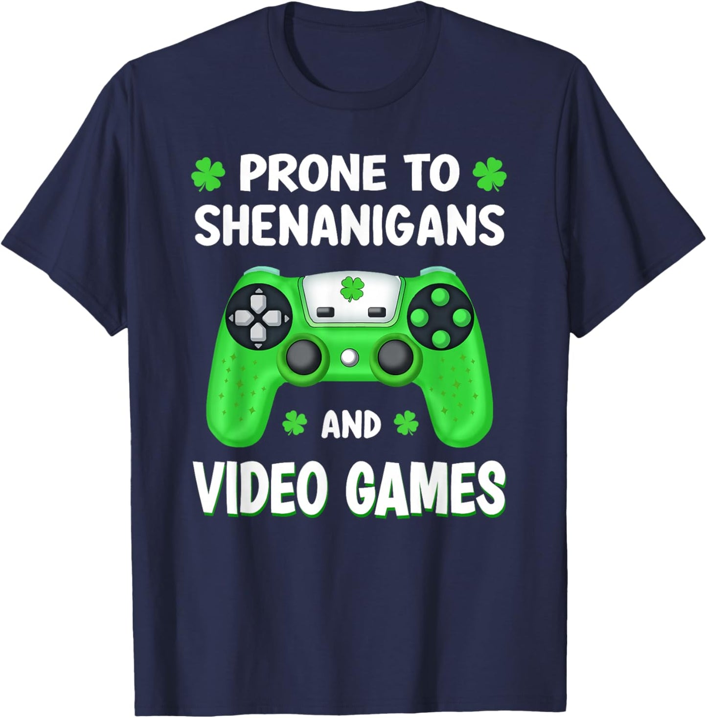 St Patricks Day Shamrock Gamer Shenanigans Irish Boys Men T-Shirt - T-Shirt | Navy