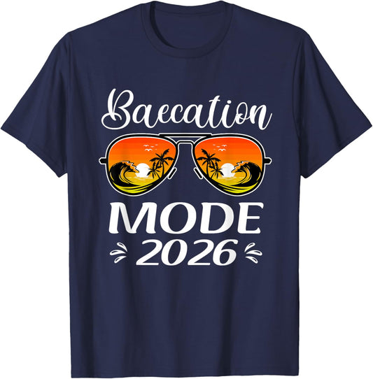 Baecation Mode 2026 Matching Couples Trip Beach Vacation T-Shirt - T-Shirt | Navy