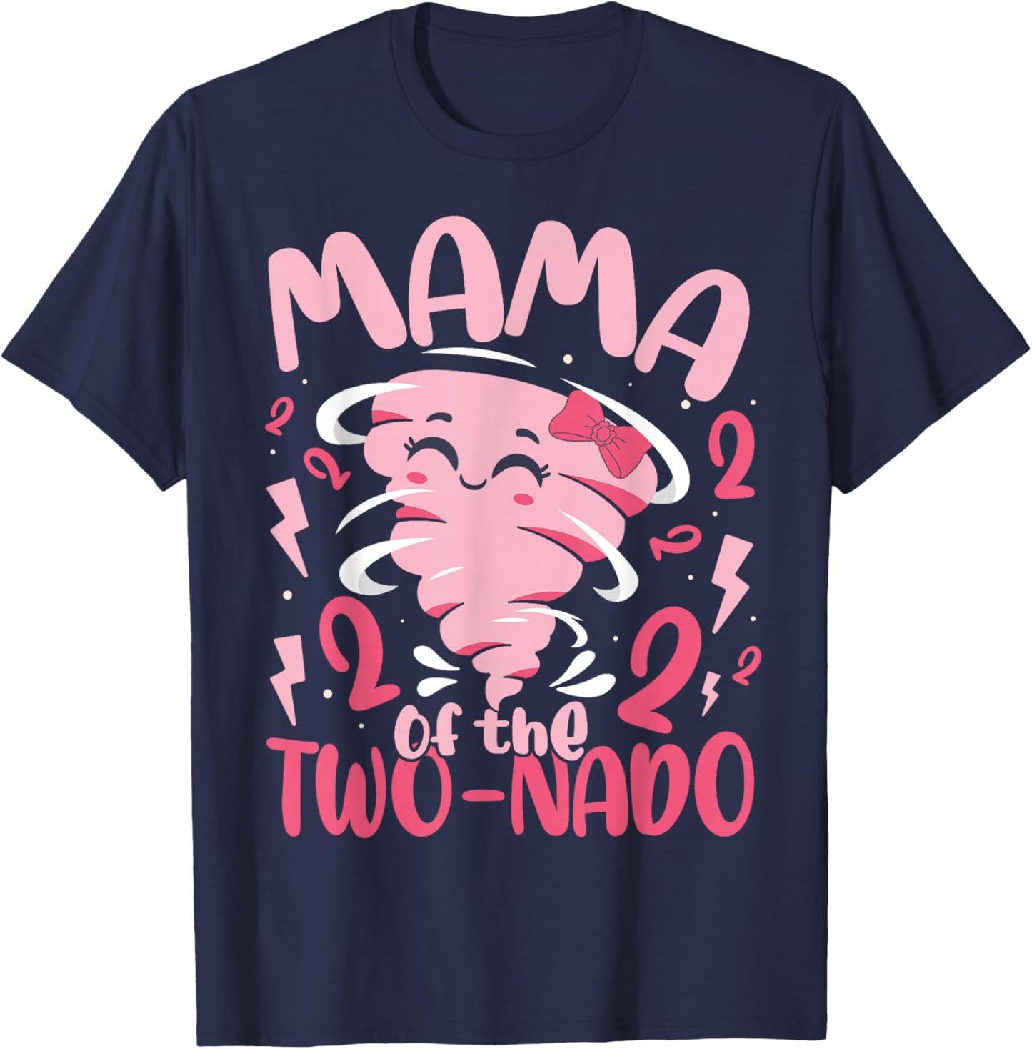 Mama of The Two-nado Tornado Themed 2nd Birthday Party Kids T-Shirt - T-Shirt | Navy