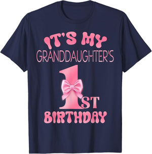 It's My Granddaughter's 1st Birthday Girl Pink Party Themes T-Shirt - T-Shirt | Navy