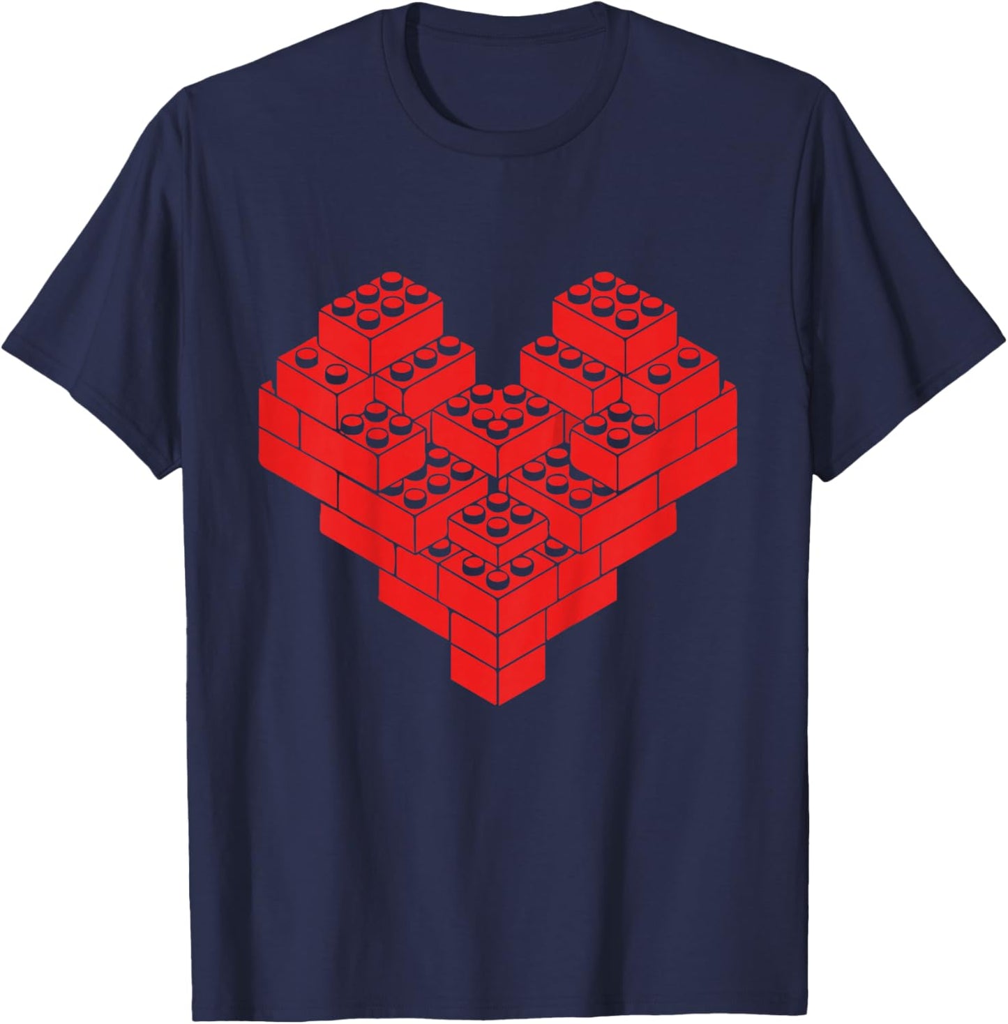 Kids Building Blocks Bricks Valentine Day Heart Boys Kid Toddler T-Shirt - T-Shirt | Navy
