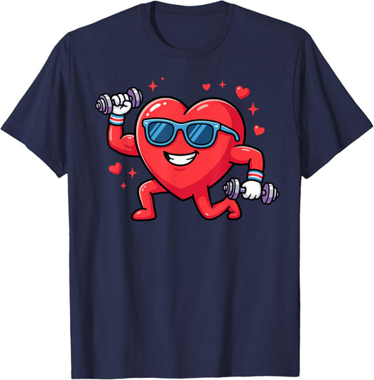 Valentine Lifting Heart Gym Funny Workout T-Shirt - T-Shirt | Navy