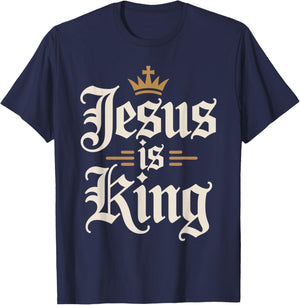 Jesus is King Christian Men T-Shirt - T-Shirt | Navy