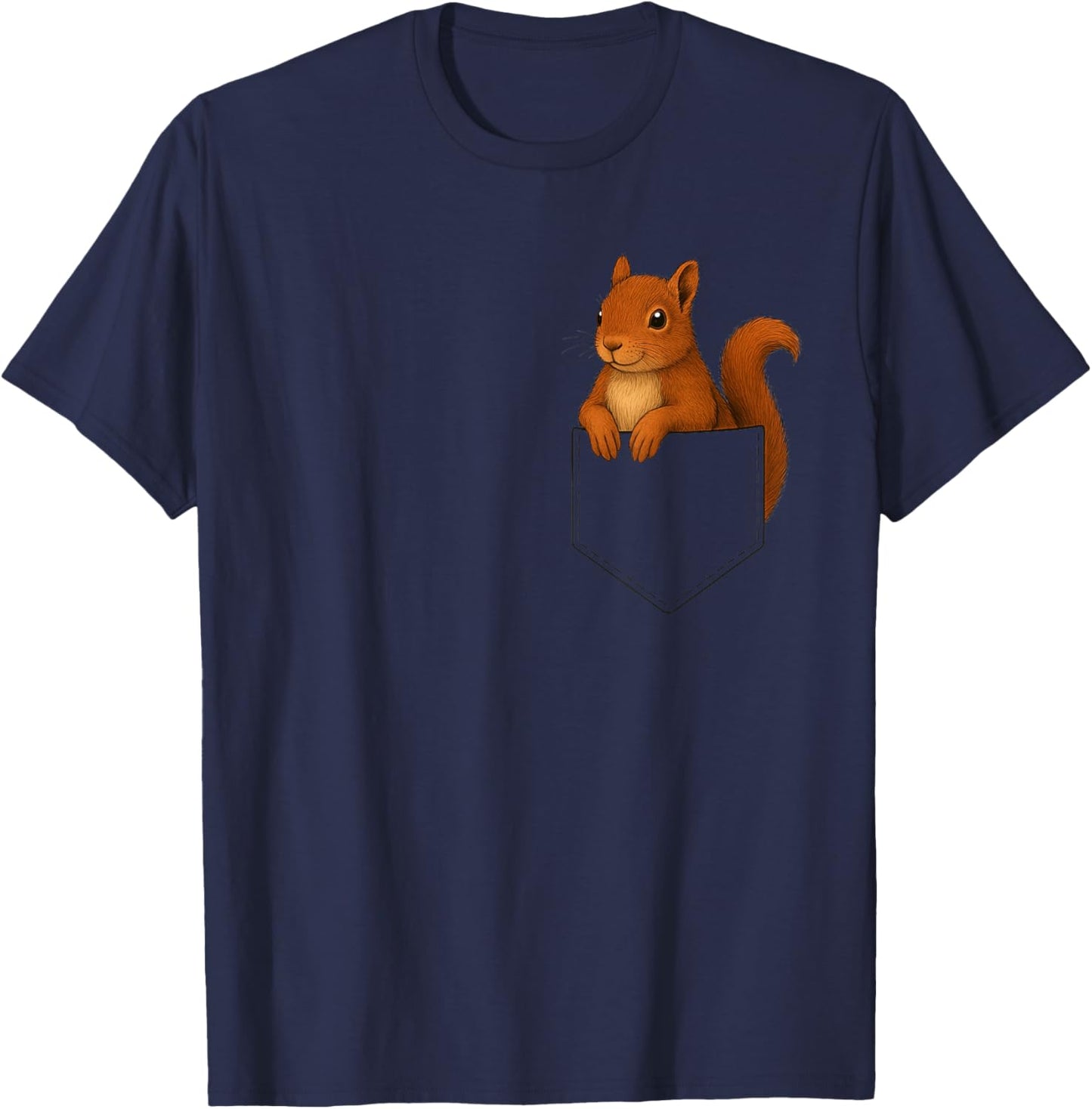 Cute Squirrel Pocket Funny Animal Graphic Women Kids T-Shirt - T-Shirt | Navy