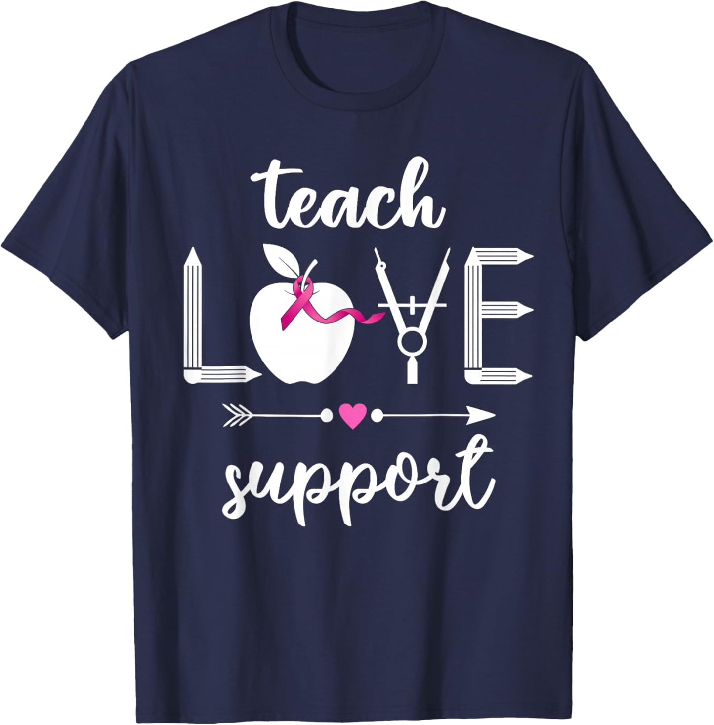 Math Teacher Breast Cancer Awareness Men Women T-Shirt - T-Shirt | Navy