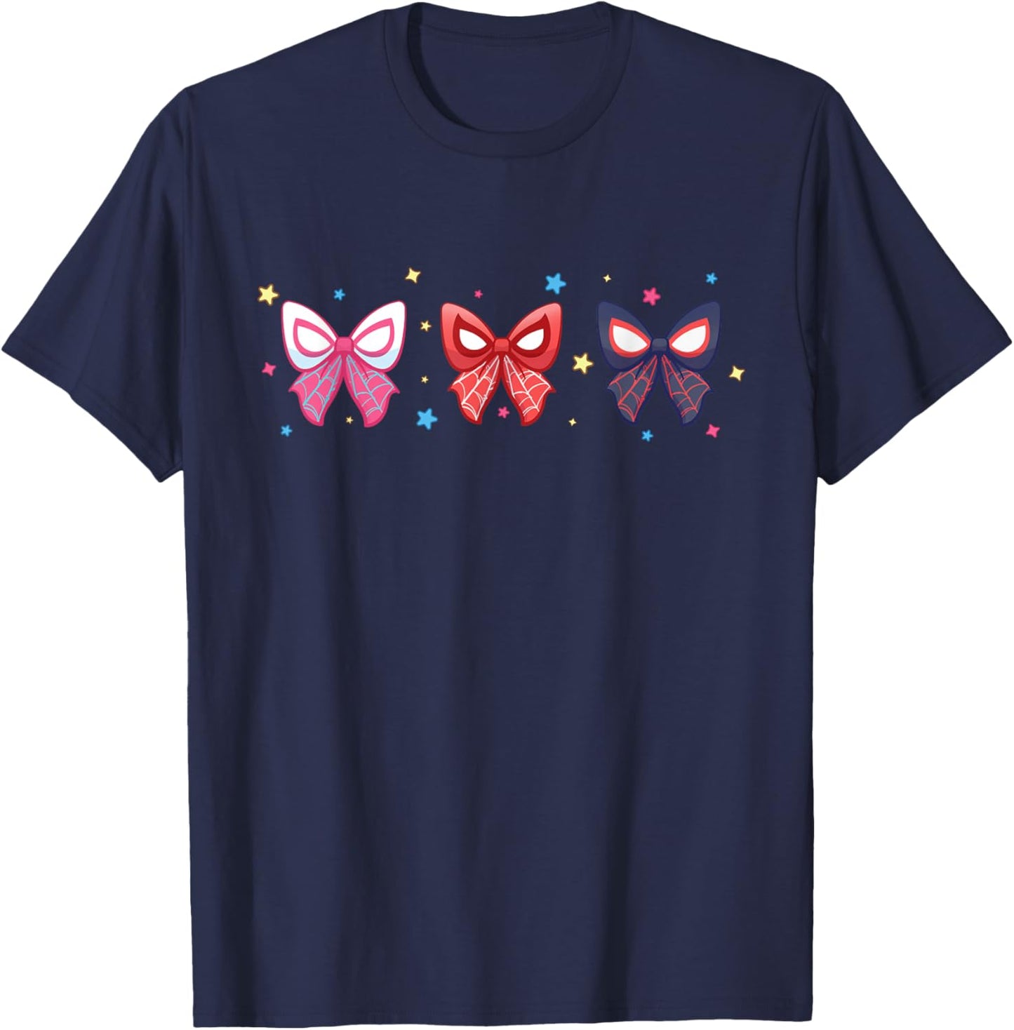 Marvel Spider-Man and Ghost-Spider Trio Cute Coquette Bows T-Shirt - T-Shirt | Navy