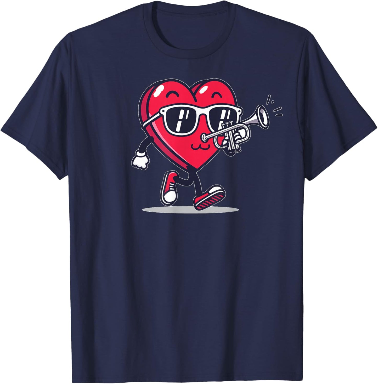 Trumpet Heart Player Trumpetist Valentine's Day Sunglasses T-Shirt - T-Shirt | Navy