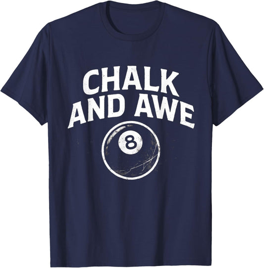 Chalk and Awe - Eight Ball Corner Pocket Pool Hall T-Shirt - T-Shirt | Navy