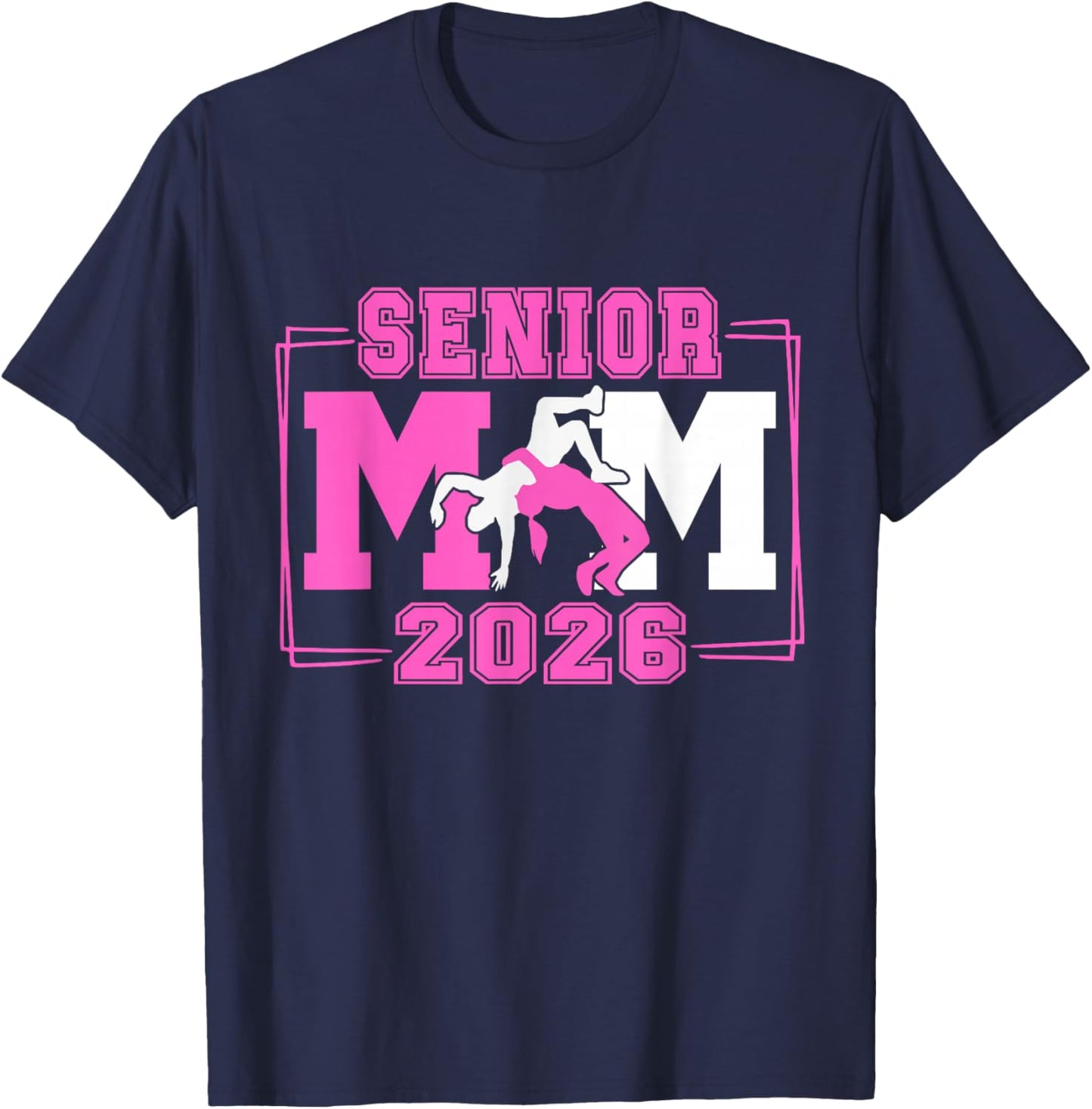 Wrestling Senior Mom Wrestling Senior 2026 Graduation T-Shirt - T-Shirt | Navy