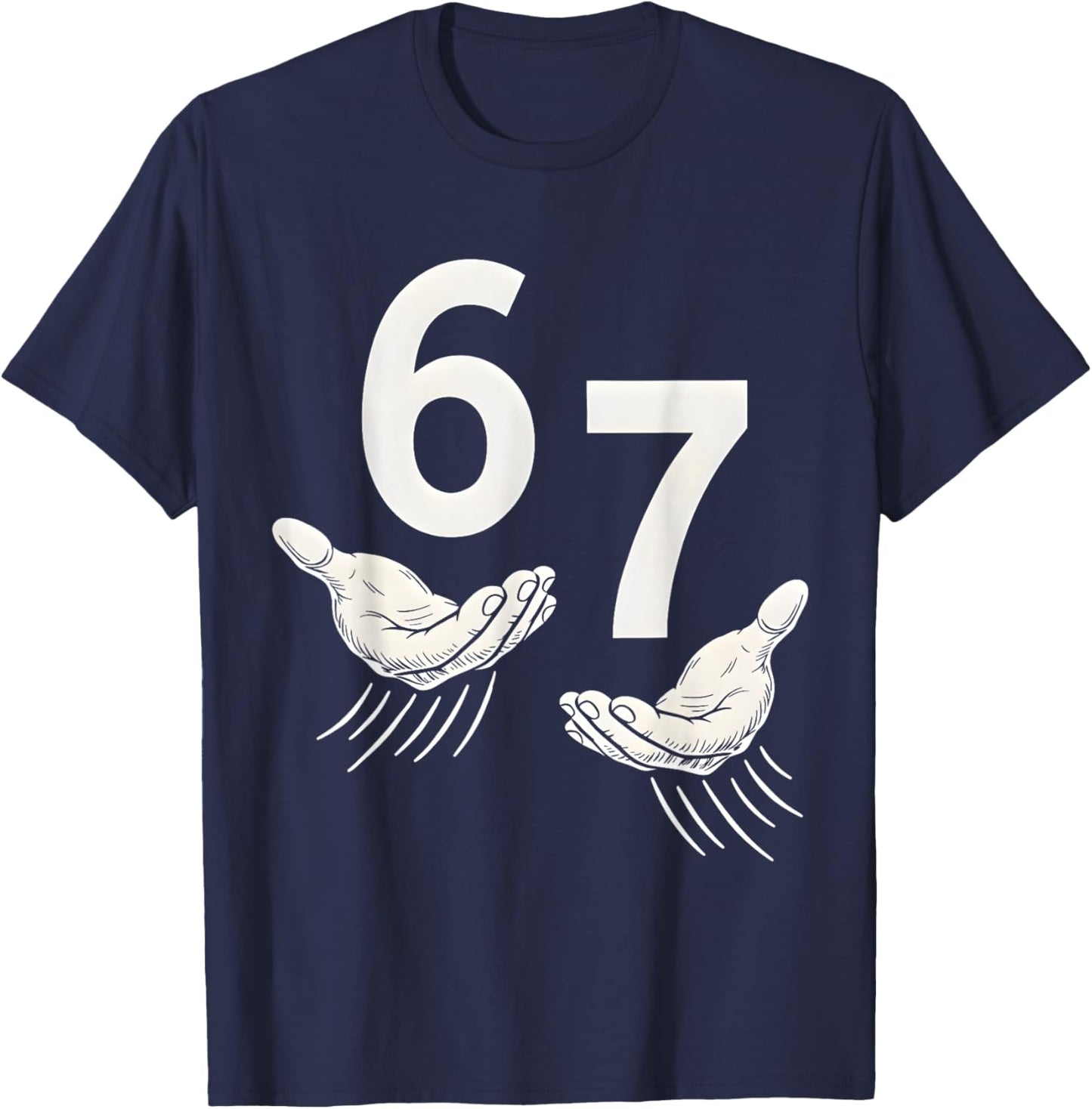 6 7 Six Seven Meme Hand T-Shirt - T-Shirt | Navy