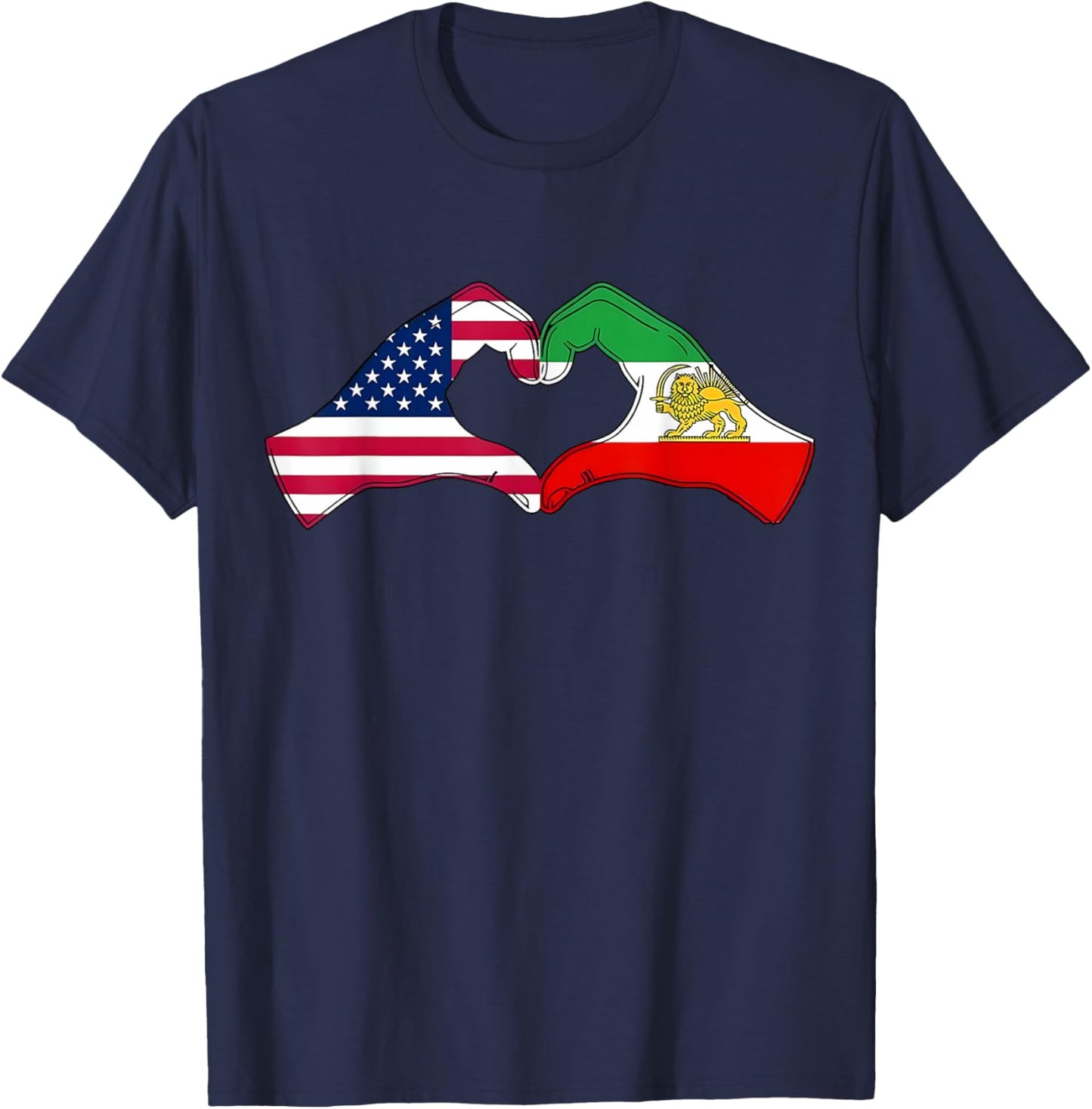 Persian American Flag USA Persia Heritage Heart T-Shirt - T-Shirt | Navy