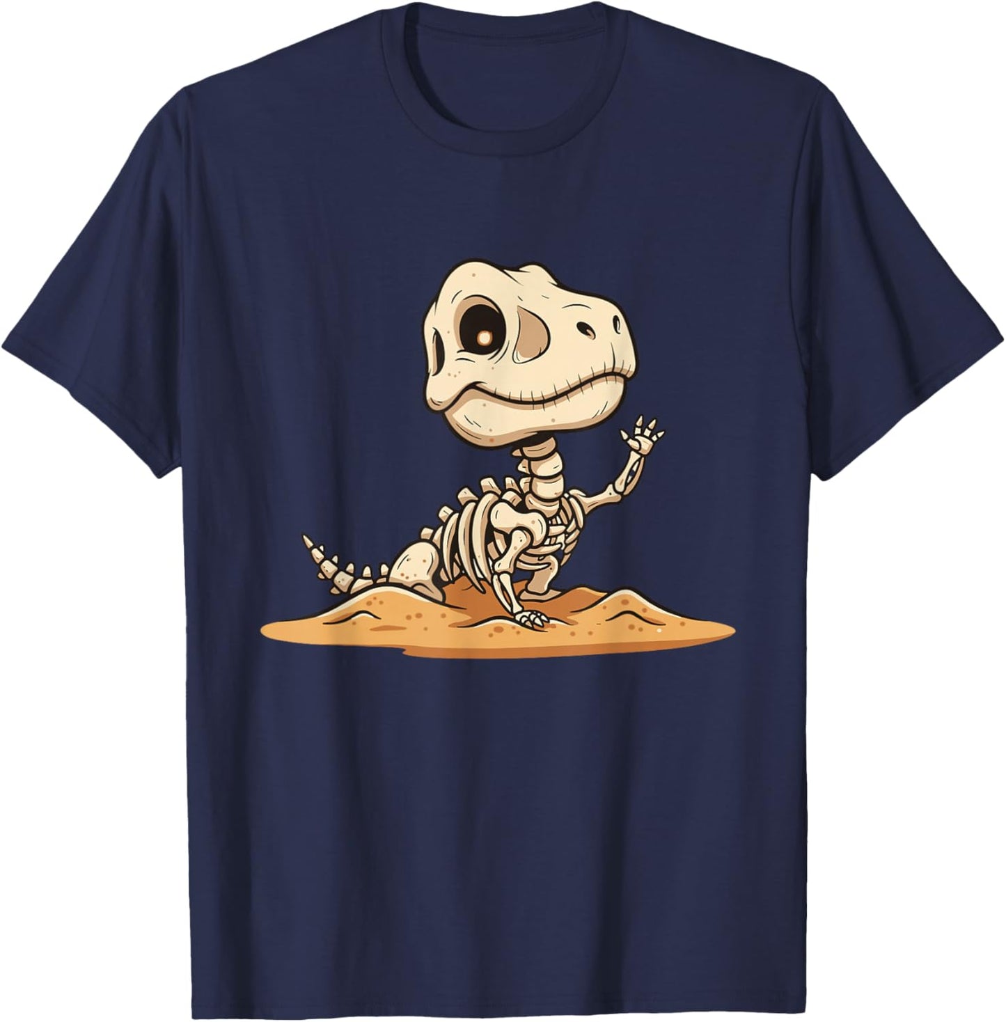 Adorable T Rex Dinosaur Skeleton Fossil T-Shirt - T-Shirt | Navy