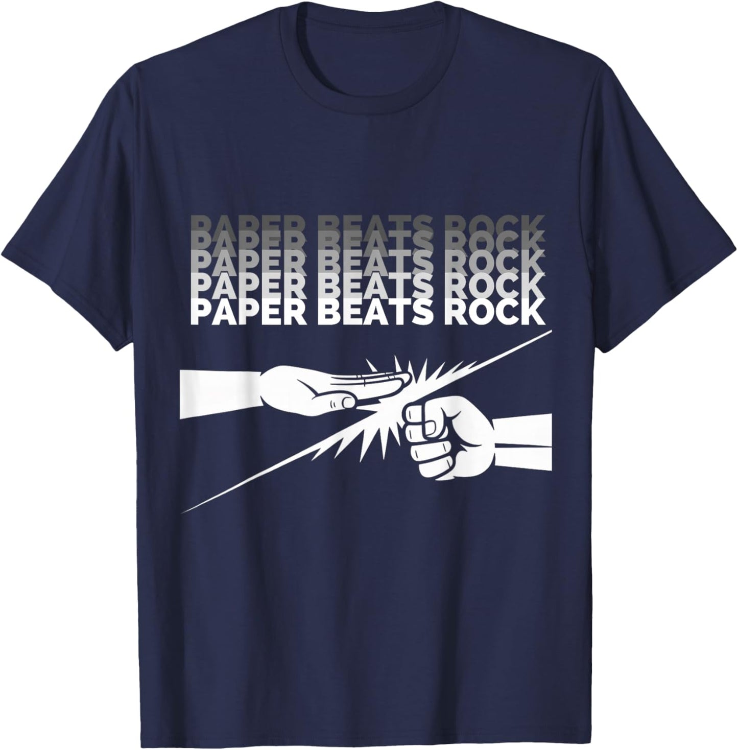 Funny Paper Beats Rock Saying Humor Retro Gaming Style T-Shirt - T-Shirt | Navy