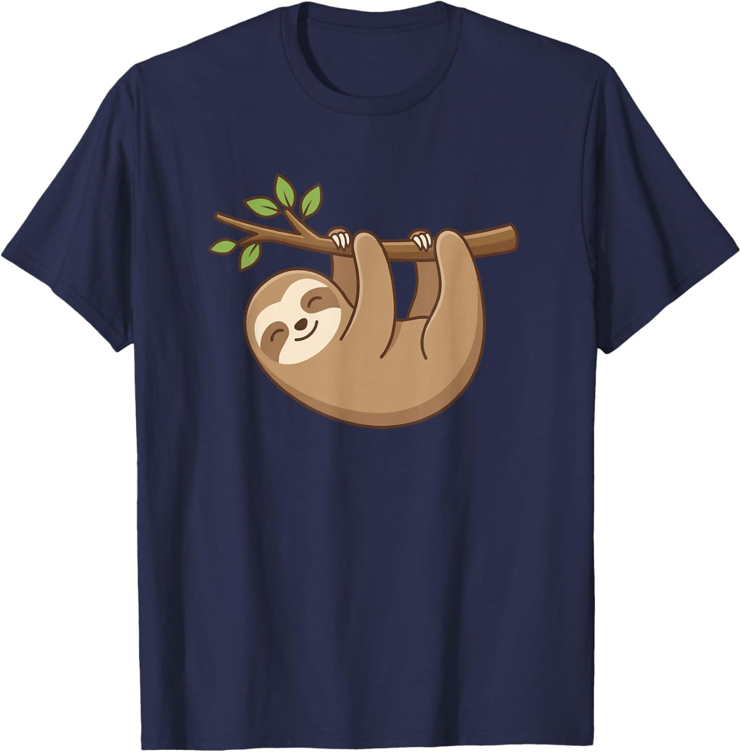 Hanging Sloth Cartoon Cute Relaxing Vibes T-Shirt - T-Shirt | Navy