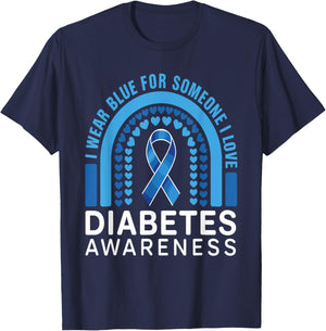 I Wear Blue for Someone I Love Type 1 Diabetes Awareness T-Shirt - T-Shirt | Navy